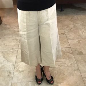 Mandarin Blue linen wide leg trousers/culottes